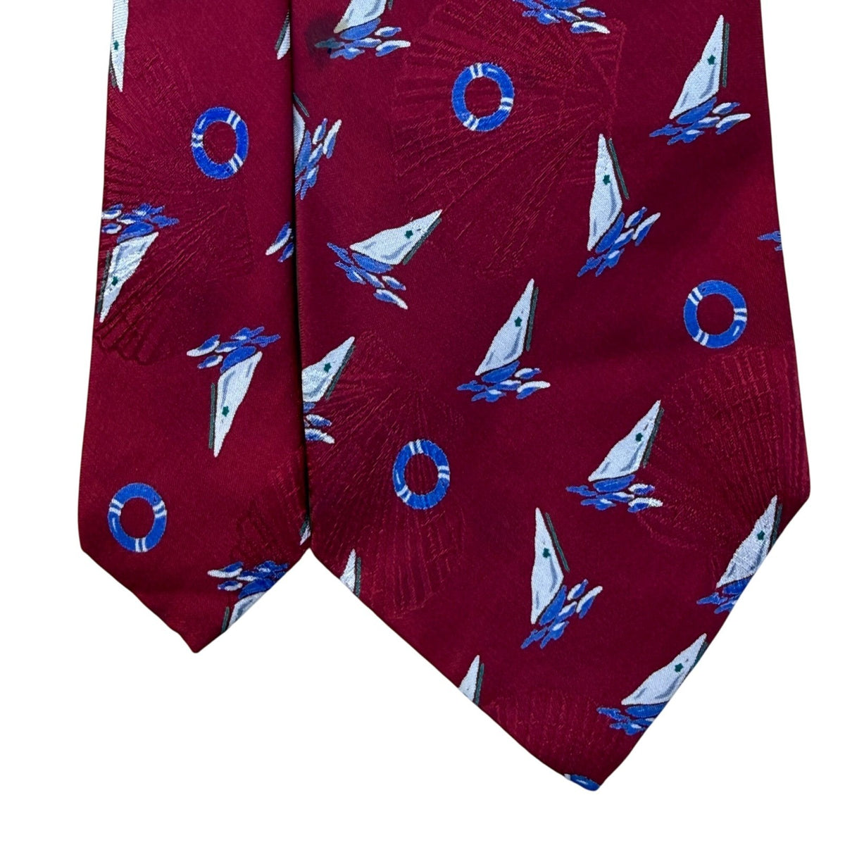 Polo Ralph Lauren Mens Red Silk Nautical Sailboat Pattern Necktie