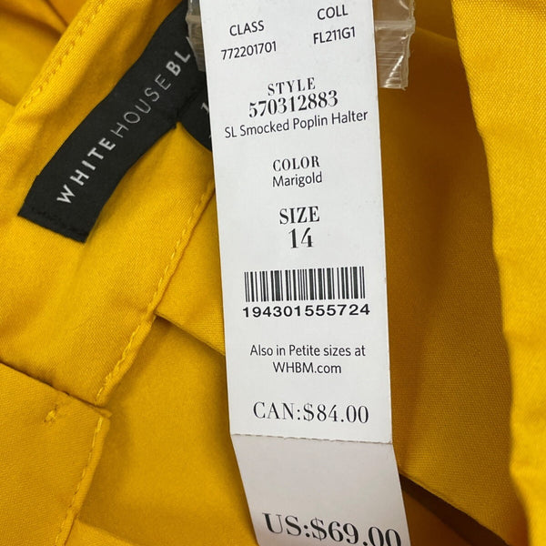 White House Black Market Yellow Sleeveless Halter Top W Keyhole Back Sz 14 - New