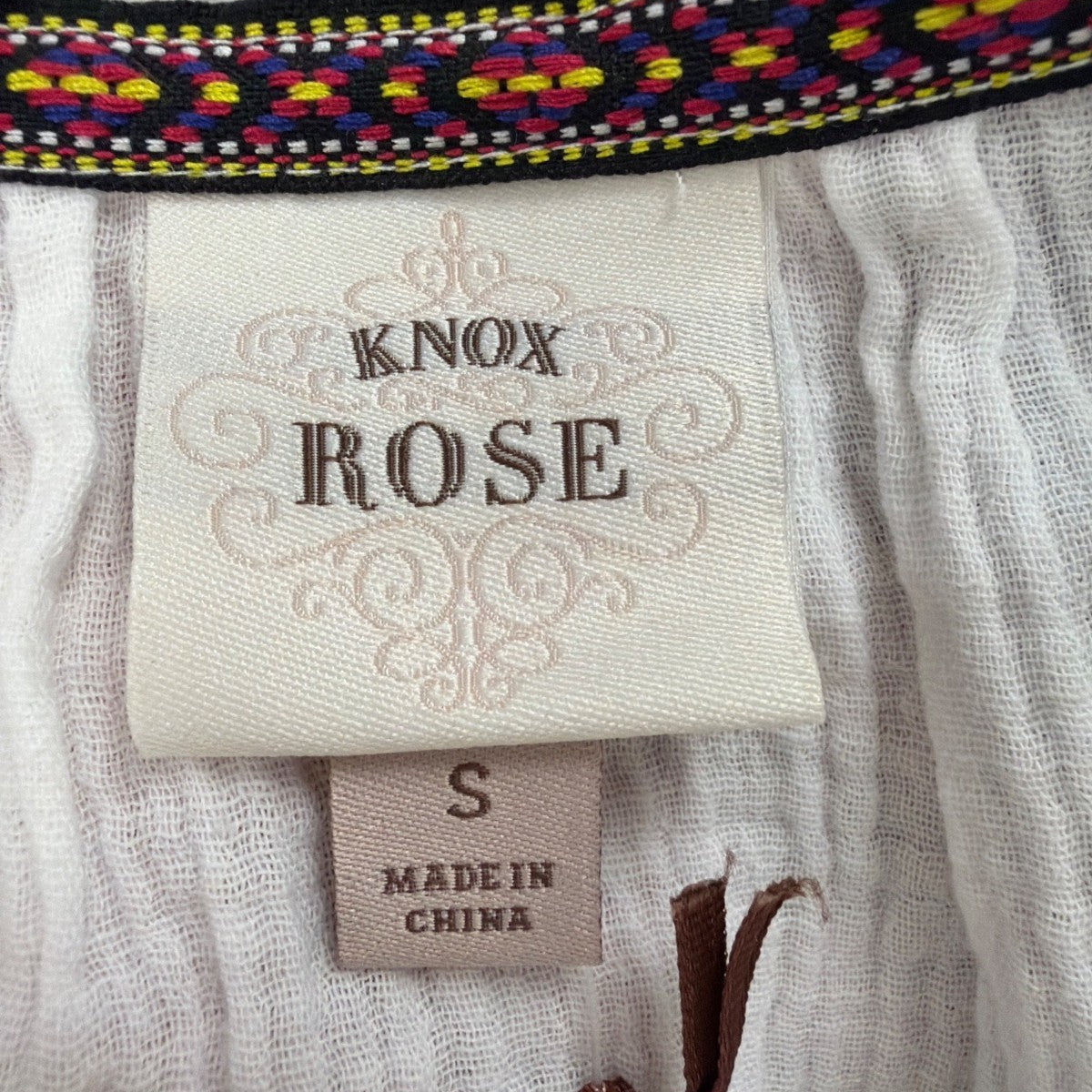 Knox Rose Womens White Cotton Gauze Romper Tassel Tie Accent Size S