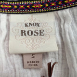 Knox Rose Womens White Cotton Gauze Romper Tassel Tie Accent Size S