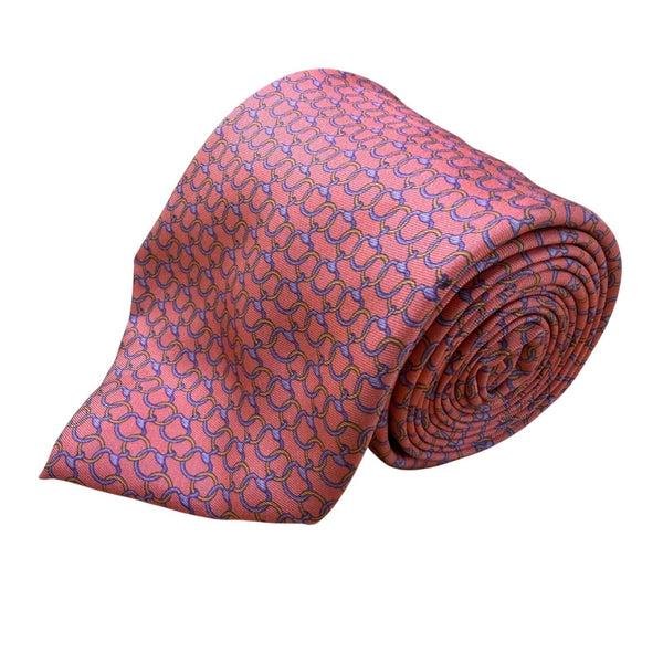 Barneys New York Mens Pink Silk Patterned Tie Handmade In Italy Stylish Design
