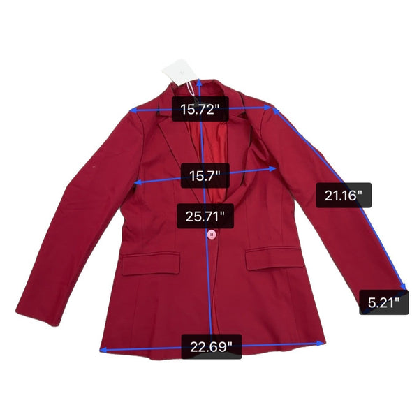 Cicy Bell Womens Red Long Sleeve Blazer Jacket With Single Button Lapel Size L