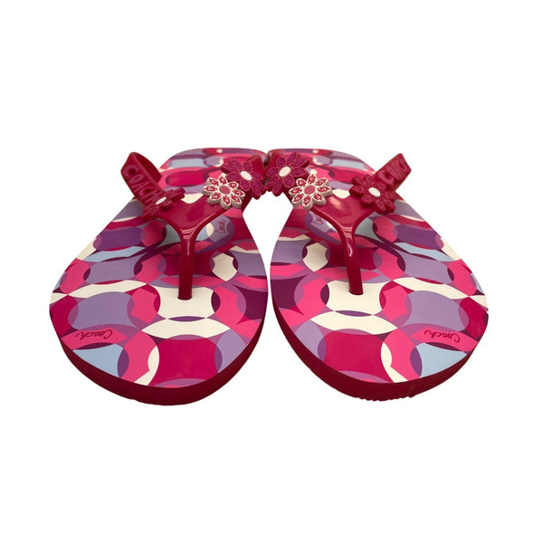 Coach Women’s Red & Purple Floral Rubber Kerrie Flip Flop Sandals Size 11B