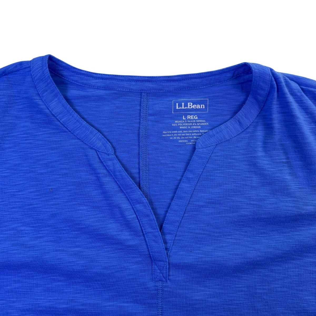 L.L.Bean Womens Blue 3/4 Sleeve Split Neck Top Size L Regular