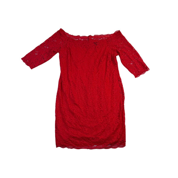 Lane Bryant Womens Red Lace Off-The-Shoulder Knee-Length Dress Size 18 