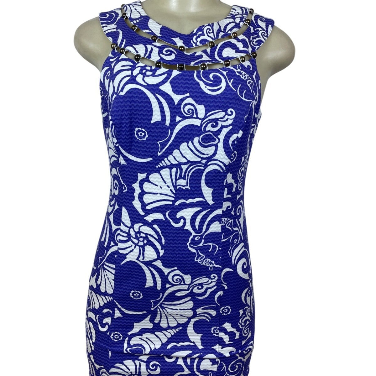 Lilly Pulitzer Purple & White Sleeveless Chain Detail Bodycon Dress Size 0