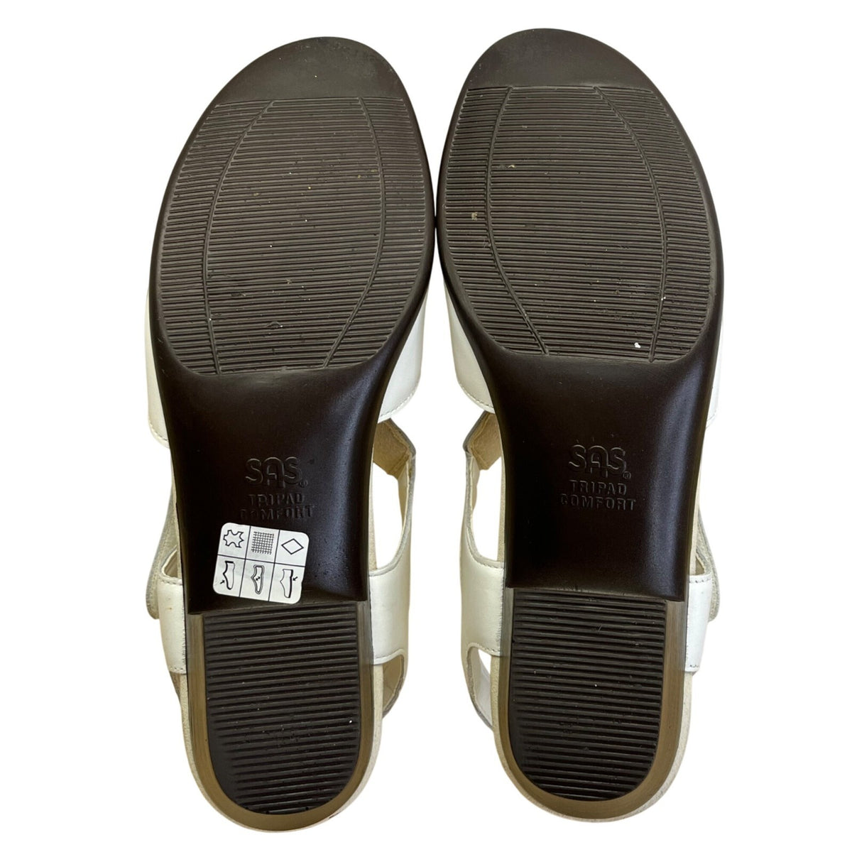 SAS Women’s Sunburst White Leather Adjustable Strap Open-Toe Sandals Size 7N