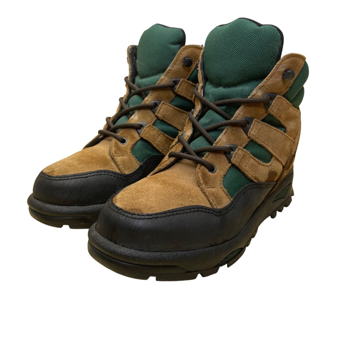 Lands End Men’s Brown & Green Suede Waterproof Lace-Up Ankle Hiking Boots Sz 8B