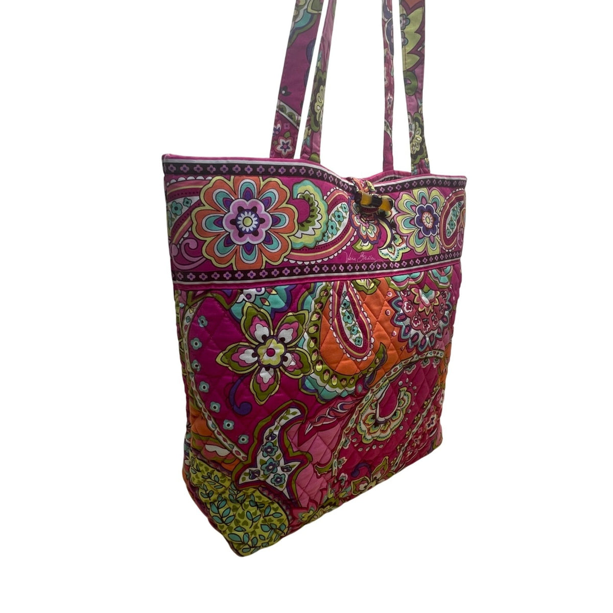 Vera Bradley Women’s Multicolor Quilted Paisley Large Pockets Fabric Tote Bag