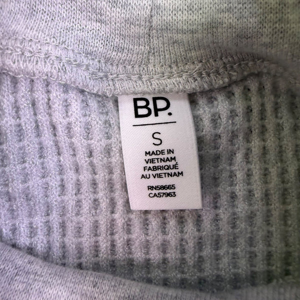BP. Womens Heather Gray Ribbed Long Sleeve Mock Neck Cropped Top Size S