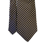 Les Montreux Mens Purple & Gold Silk Tie Fleur-De-Lis Print 58