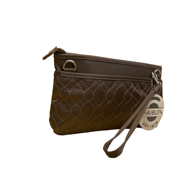 Travelon Women’s Brown Quilted Adjustable Strap RFID Protection Crossbody Bag