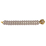 Vintage Womens Gold Tone Faux Pearl 2-Strand Bracelet Elegant Design