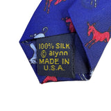 Alynn Mens Blue Silk Horse Pattern Tie Creative American Design USA-Made