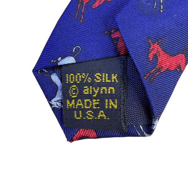 Alynn Mens Blue Silk Horse Pattern Tie Creative American Design USA-Made