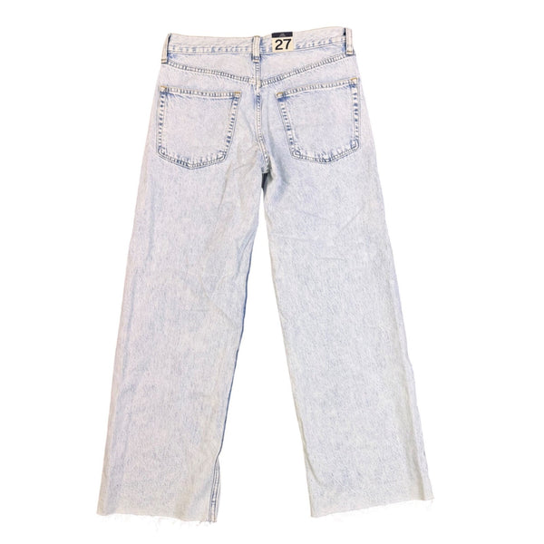 Gap Womens Light Wash Distressed Straight-Leg Jeans Petite Low Stride Size 27