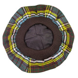 Tartan Plaid Wool Blend Traditional Tam Hat With Pom & Vibrant Pattern