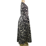 Who What Wear Womens Black & White Zebra Print Midi Dress Short Sleeve Sz M