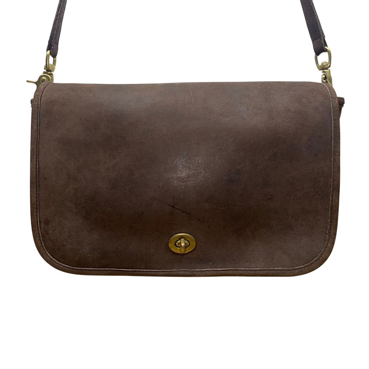 Vintage Coach Women’s Brown Leather With Twist Lock Closure Shoulder Bag