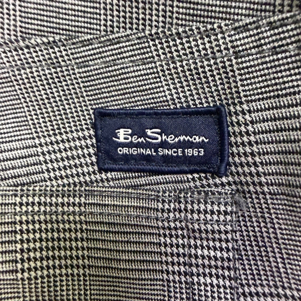 Ben Sherman Mens Gray Stretch Cotton Pants Plaid Regular Fit Size 34W X 32L