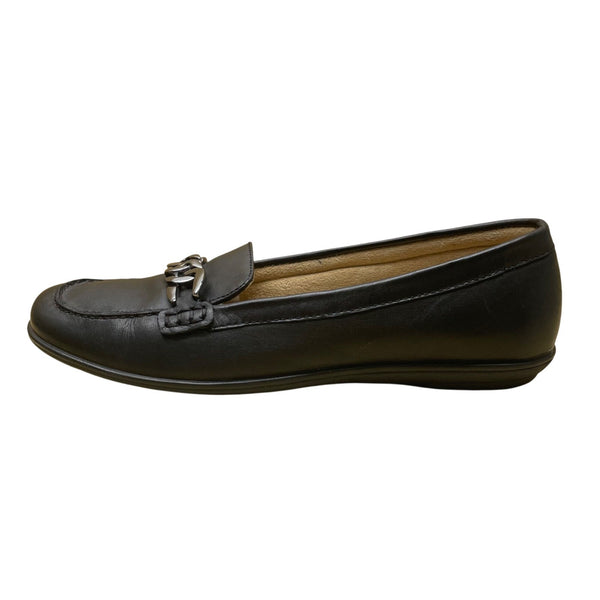 Naturalizer Women’s Black Leather Chain Detail Slip-On Loafer Shoes Size 7M