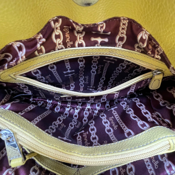 Tignanello Women’s Yellow Leather Storage Pockets  Double-Strap Shoulder Bag