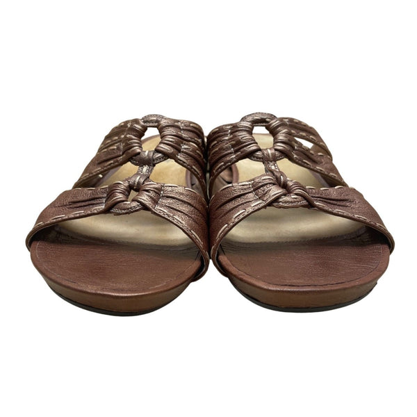 Umberto Raffini Women’s Copper Brown Leather Contessa Wedge Sandals Size 41