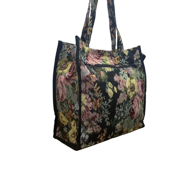 Jade Women’s Green Multicolor Fabric Floral Tapestry W Coin Pouch Shoulder Tote 
