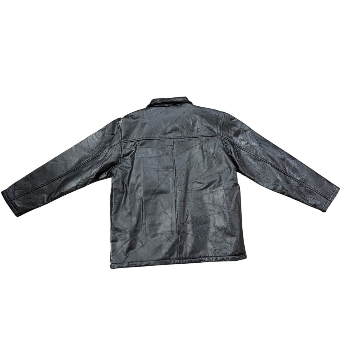 Duke Haband Mens Black Leather Jacket Large Zip Front Classic Design Size L