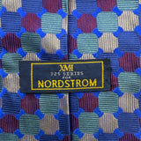 Xmi Men’s Blue Multicolor All Silk Geometric Pattern Tie Handmade Italy Imported