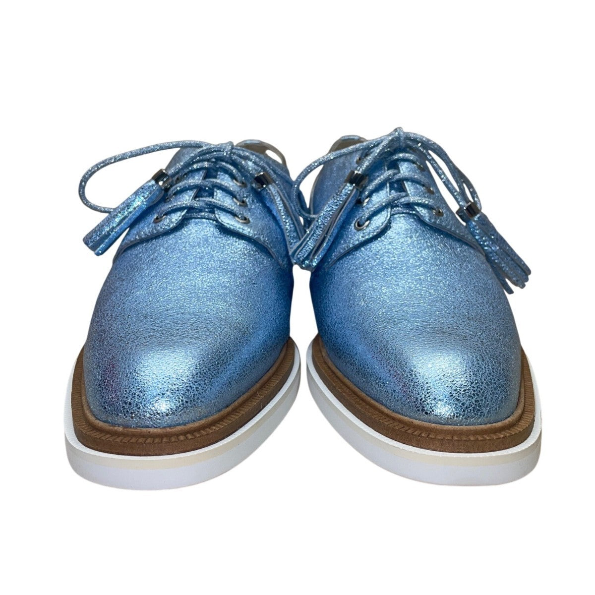 Kenneth Cole Annie Womens Blue Glitter Leather Lace-Up Oxford Shoes Size 8M