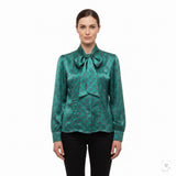 Oscar De La Renta Womens Green Bow Blouse Vintage Retro Style Top Sz 6