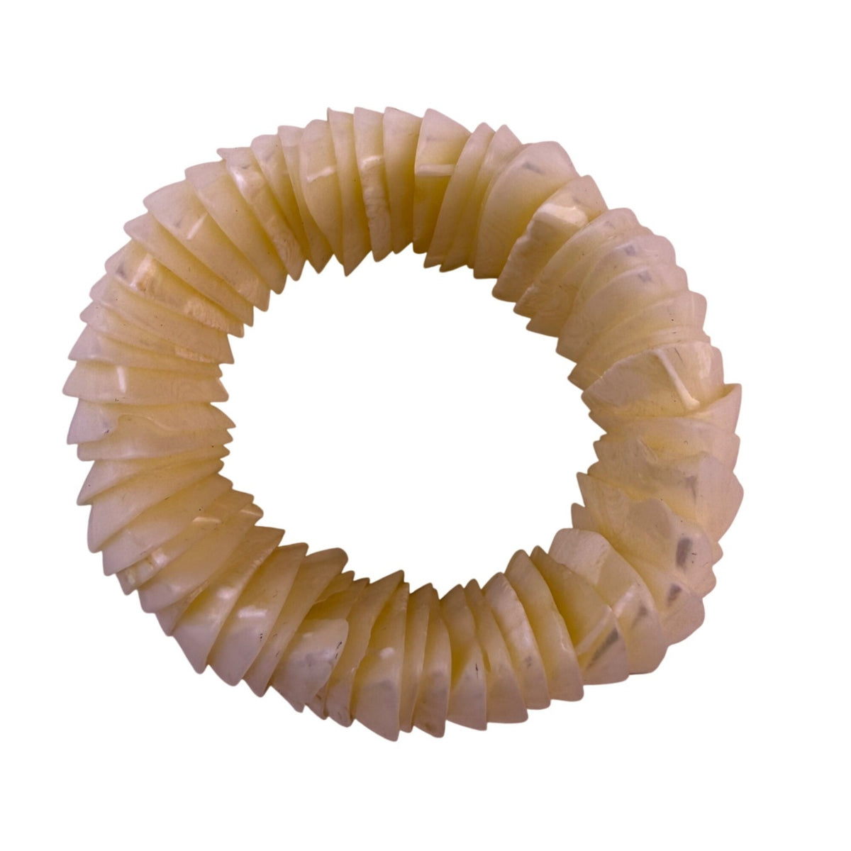 Vintage Womens Beige Shell Stretch Bracelet Elastic Handmade Accessory