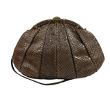Judith Leiber Women's Brown Snake Skin & Wristlet Combo crossbody Bag Sz M