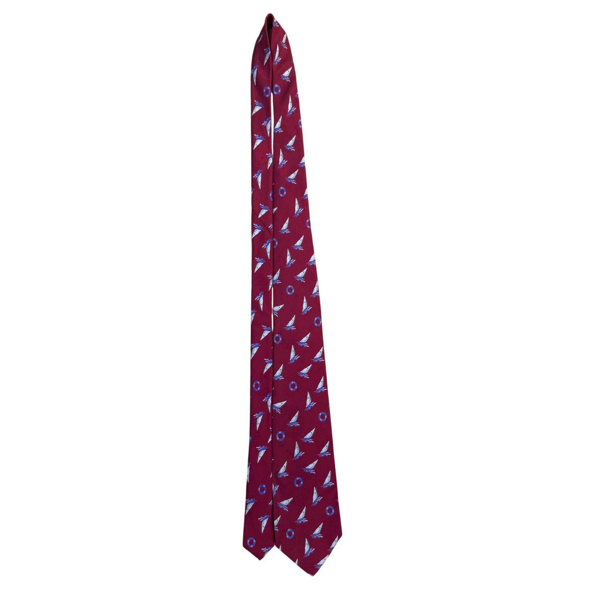 Polo Ralph Lauren Mens Red Silk Nautical Sailboat Pattern Necktie