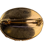 Italian Micro Mosaic Gold Tone Floral Oval Brooch Elegant Vintage Design