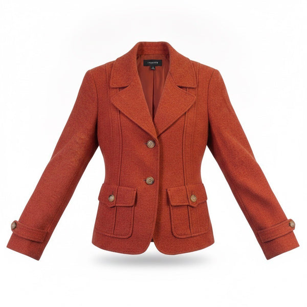 Talbots Women Orange Wool Blend Tailored Blazer Jacket Button Front Size 2