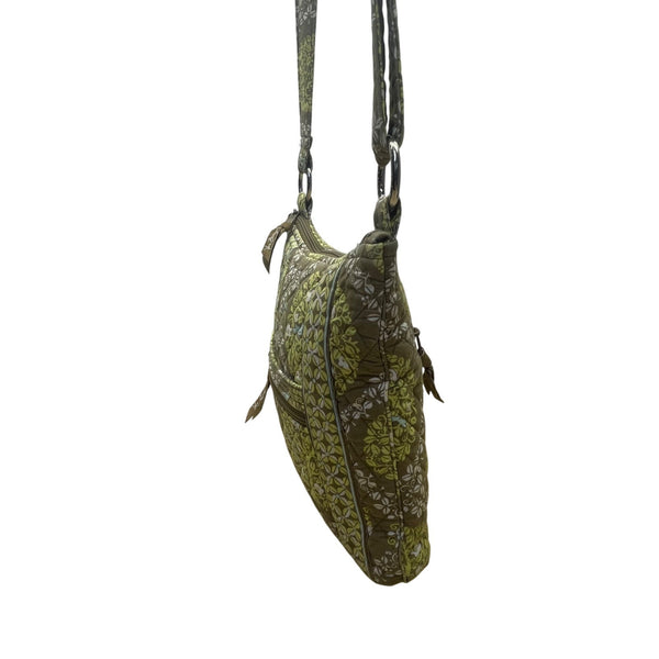 Vera Bradley Women’s Green Quilted Adjustable Strap Floral Pattern Crossbody Bag