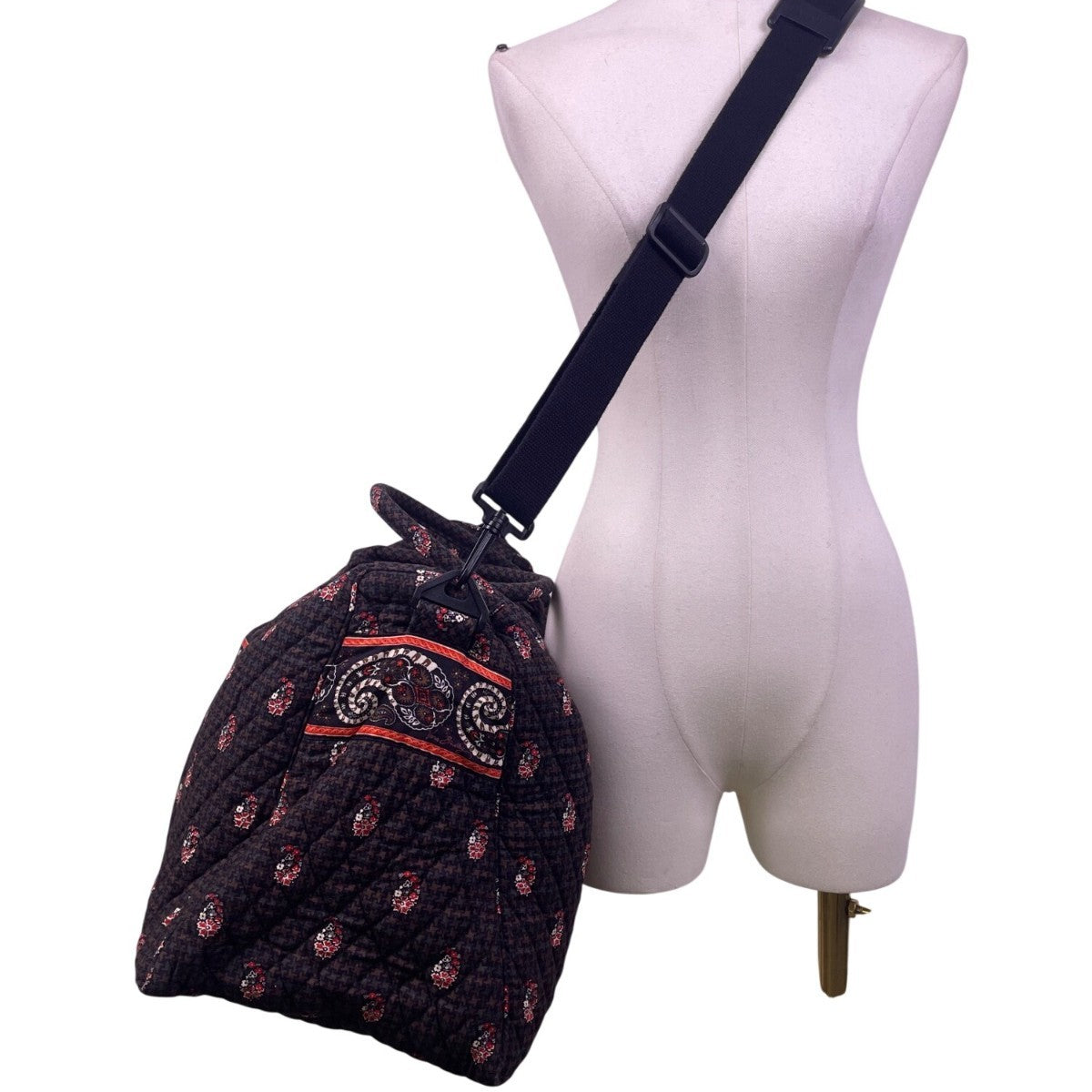 Vera Bradley Women’s Brown Quilted Paisley Fabric Carry-On Travel Duffel Bag