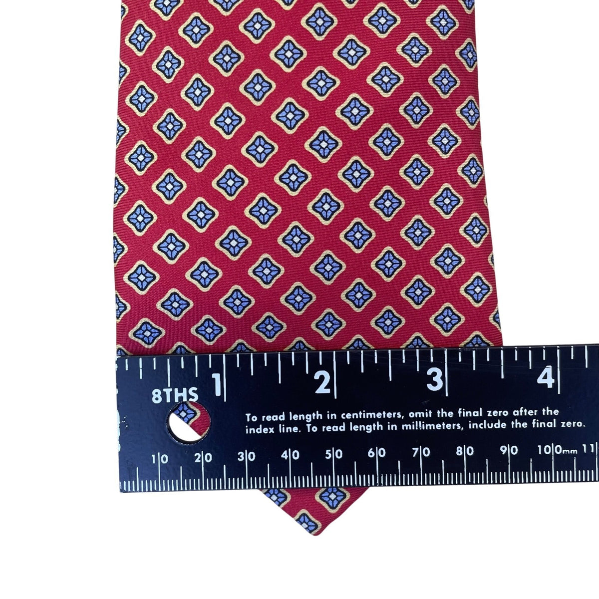 Silk Mens Red Blue Geometric Pattern Tie Made In Ireland Classy Businesswear