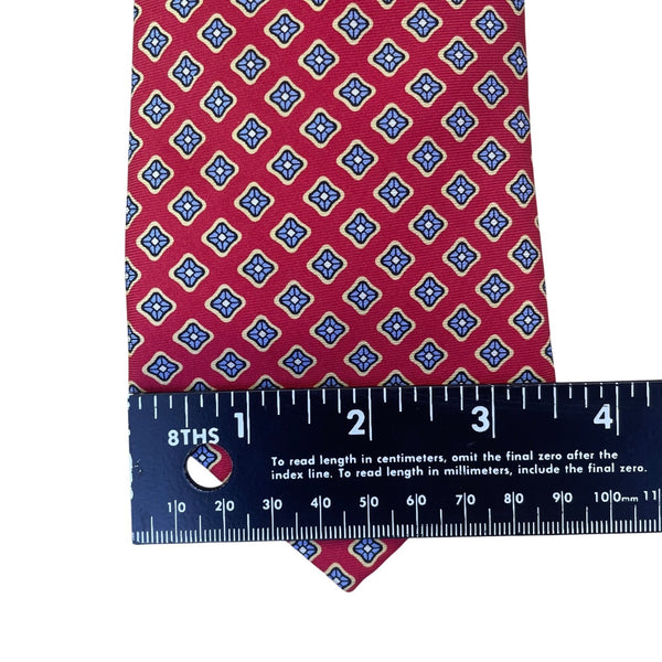 Silk Mens Red Blue Geometric Pattern Tie Made In Ireland Classy Businesswear