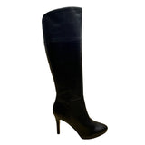 Audrey Brooke Women’s Black Leather Knee-High Stiletto Heel Boots Size 7.5M