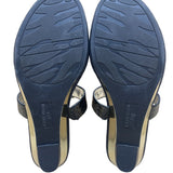 Anne Klein Women’s Black Embossed Strap Wedge Sandals Akita Size 10M