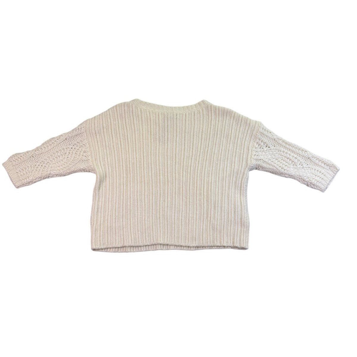 Ann Taylor Womens Ivory Nylon/Acrylic Sweater Cable-Knit Pullover Size M
