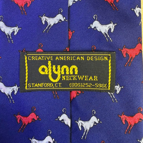 Alynn Mens Blue Silk Horse Pattern Tie Creative American Design USA-Made