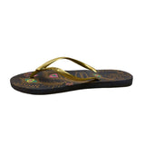 Havaianas Women’s Navy & Gold Peafowl Feather Print Slim Flip Flops Size 9US