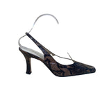 Karen Scott Women’s Brown & Black Leather Snake Print Square toe Pumps Size 8M