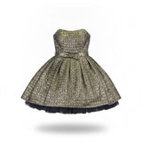Betsey Johnson Womens Metallic Gold Strapless Dress With Bow Detail Sz 4