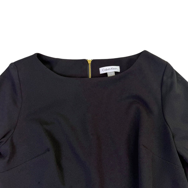 Calvin Klein Women Black Polyester Spandex Bell Sleeve Sheath Dress Size 10