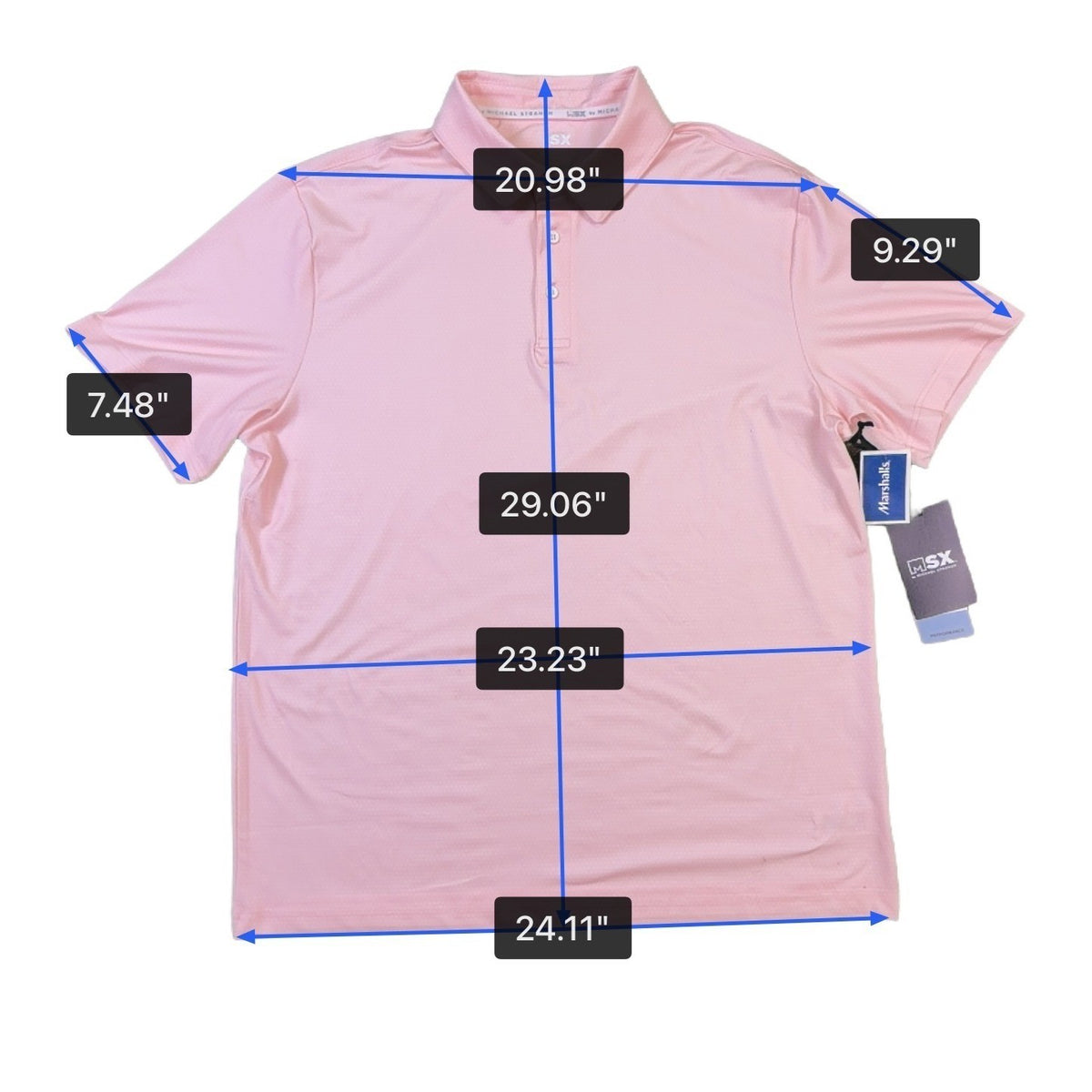 MSX By Michael Strahan Mens Pink Performance Polo Shirt Size XL